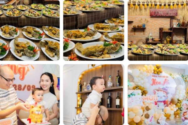 Trang trí tiệc thôi nôi xinh xắn tại Vườn Quê