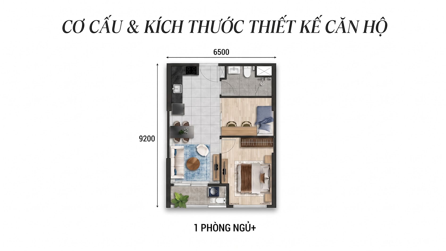 Đánh giá chi tiết Layout thiết kế căn hộ 1 phòng ngủ The Emerald River Park